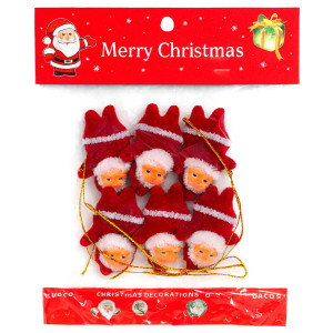 Mini Santa Head Ornament Set